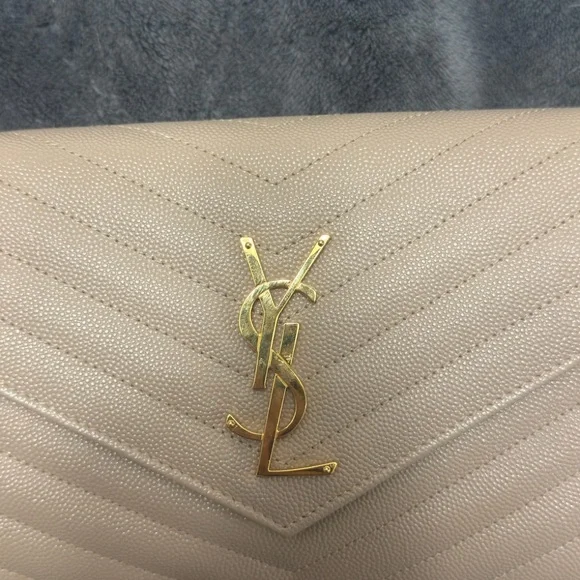 Saint Laurent Taupe Quilted Leather Chain Shoulder Bag with Gold Hardware - Picture 9 of 10